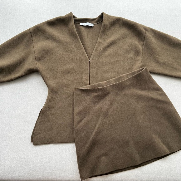 ZARA Khaite Vibes 2-Piece Balloon Sleeve Cardigan Sweater & Skirt Outfit Set - Picture 15 of 16